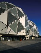 AAMI Park – the faceted exuberance of which is created from more than 2200 diagrid XLERPLATE® steel and glass panels.