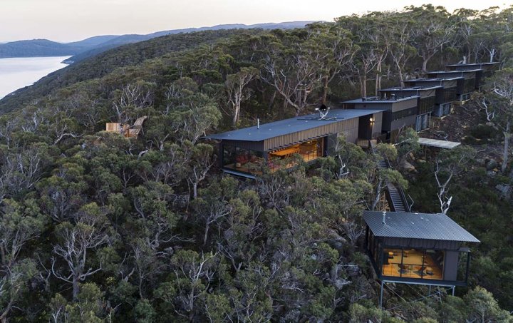 Three Capes Track, Tasmania - view of walking lodges - COLORBOND steel monument corrugated roof